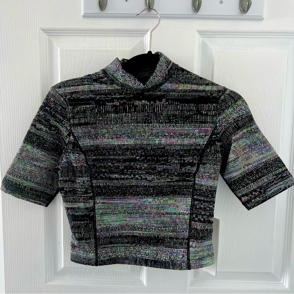 Lululemon Lab Jacquard Mock Neck T Shirt Size 6